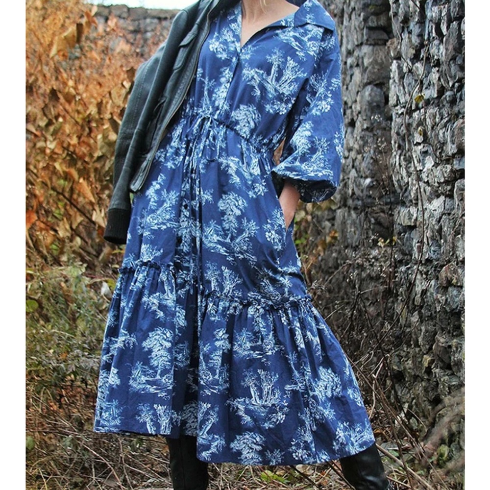 Cara Cara Women’s Forest Toile Hutton Midi Dress Navy M